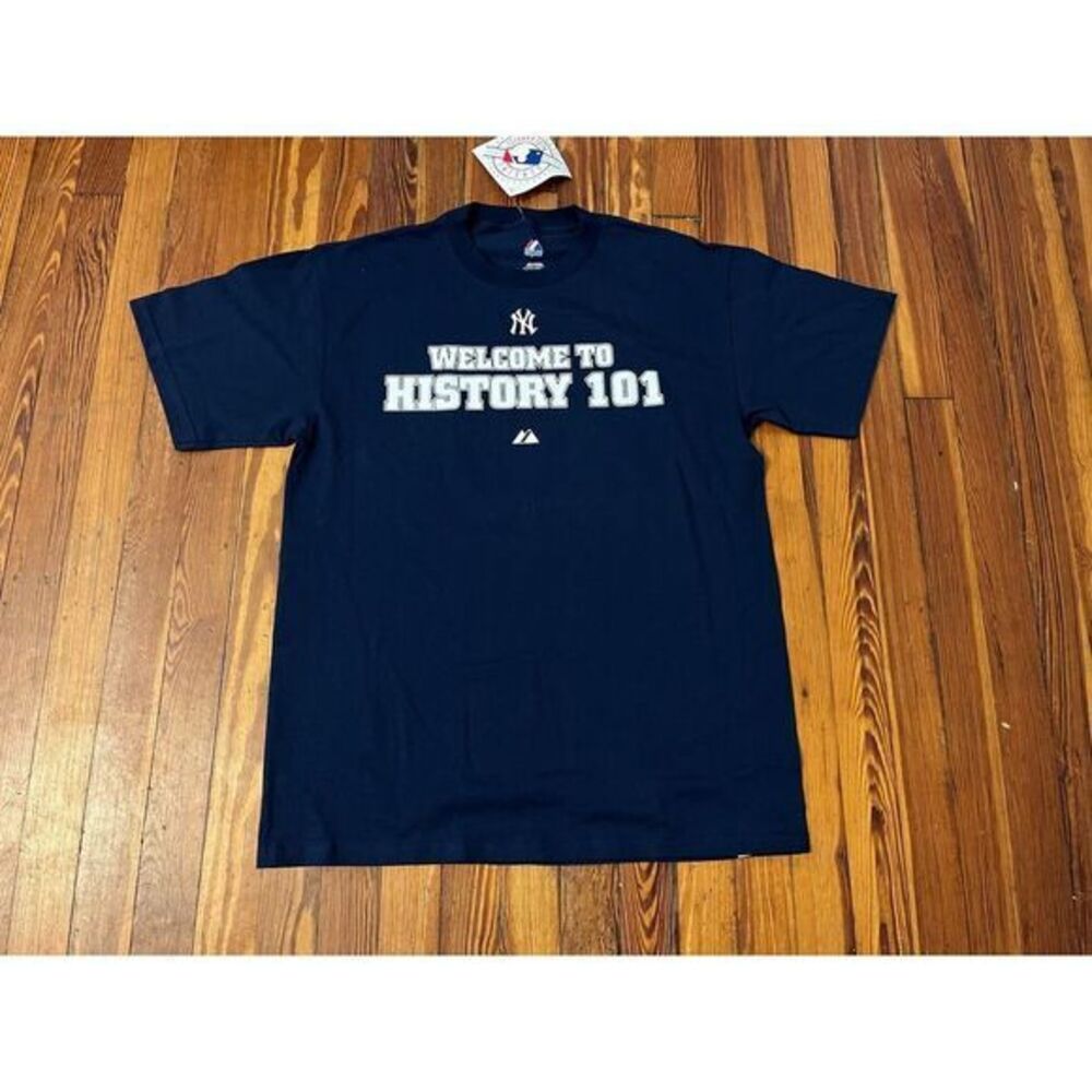 Majestic‎ History 101 Yankees Blue T-Shirt Size Large NWT